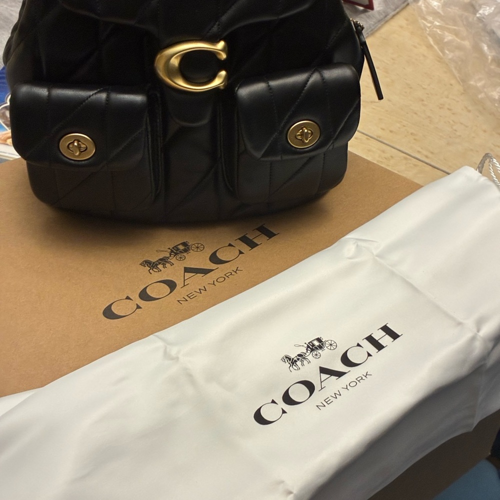 Authentic Coach Tabby Black Quilted Backpack with Gold Hardware~NWT - Picture 3 of 10